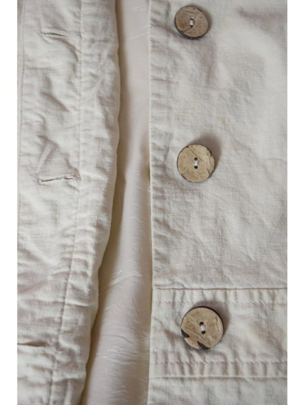 ANTHROPOLOGIE EVELYN BEIGE LINEN BEAD EMBROIDERED SLEEVE JACKET - Picture 8 of 9